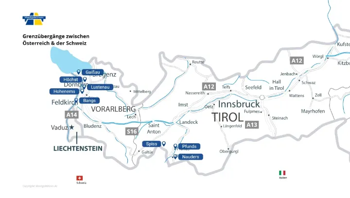 Grenze Österreich Schweiz Grenzübergänge zwischen den Ländern
